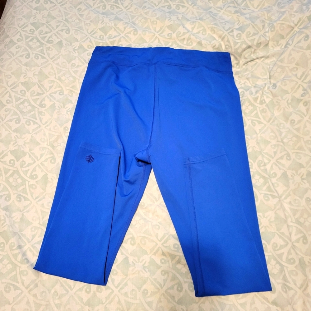Coolibar blue swim leggings size L , 50+ upf